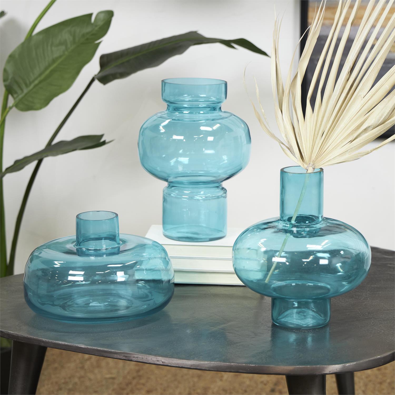 Blue Glass Round Vase