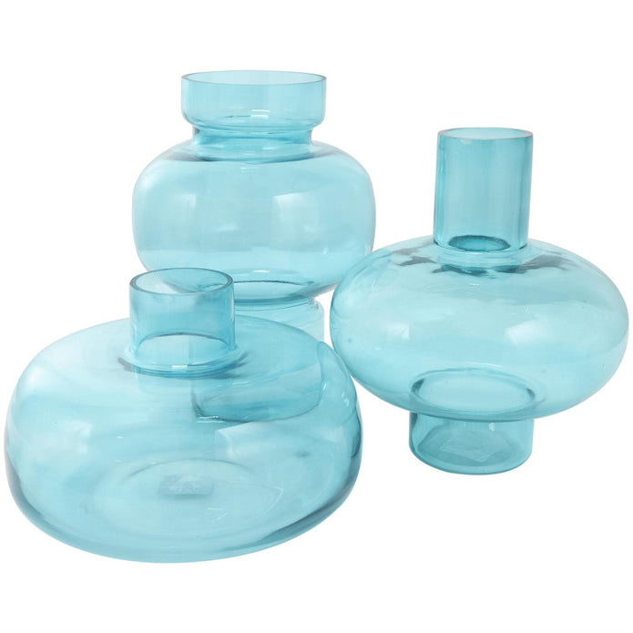 Blue Glass Round Vase