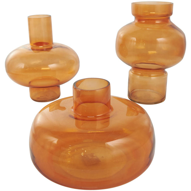 Orange Glass Round Decorative Vase