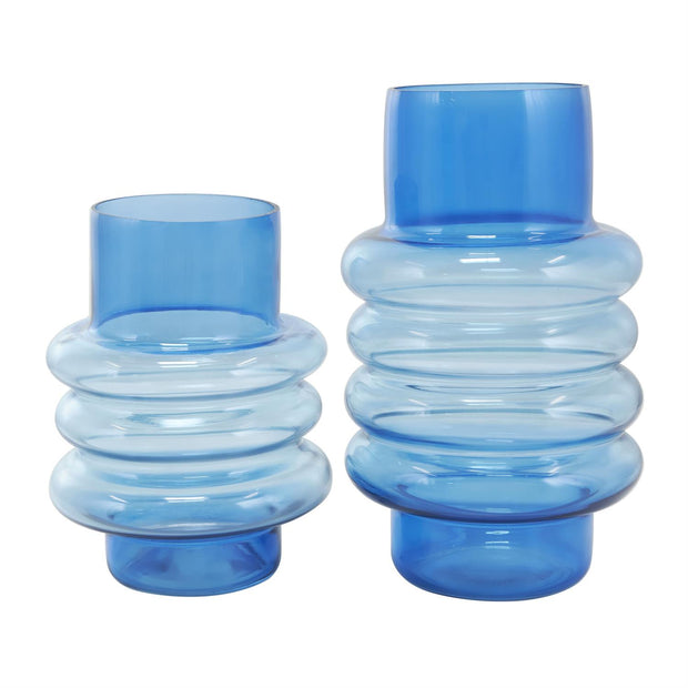 Blue Glass Ombre Bubble Decorative Vase