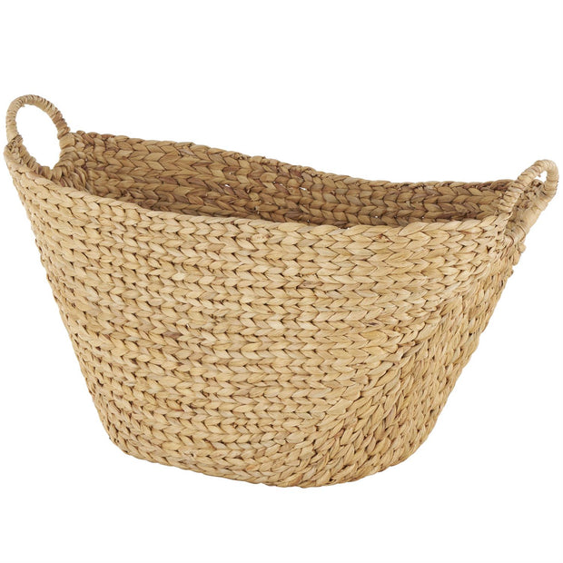 Brown Seagrass Large Woven Storage Basket with Ring Handles
