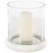 Glass Pillar Decorative Candle Holder with White Marble Base