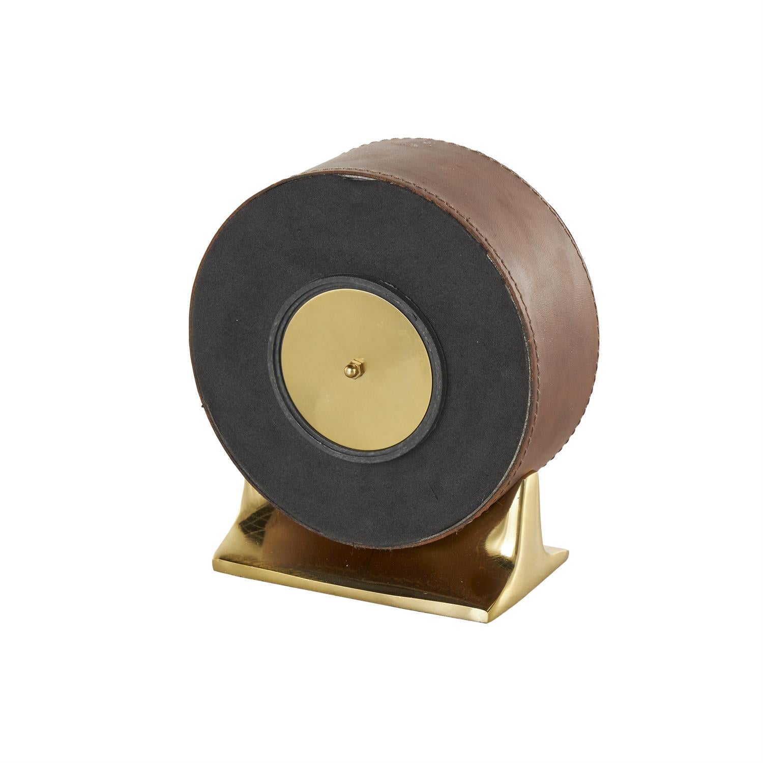 Brown Faux Leather Clock