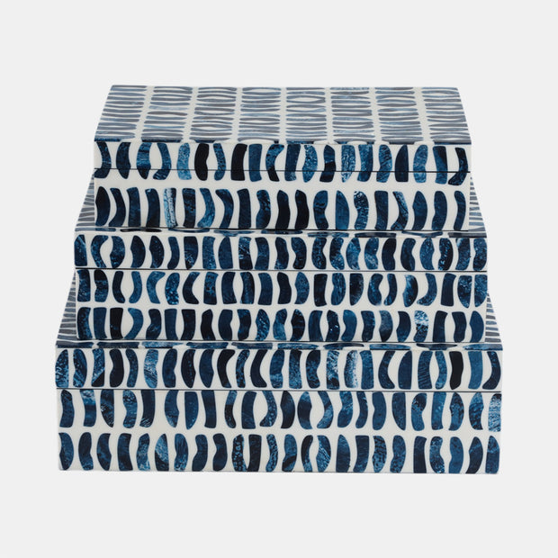 Boxes With Inlay Pieces, Blue/White