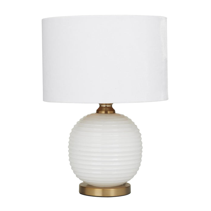 White Glass Ribbed Table Lamp