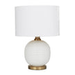 White Glass Ribbed Table Lamp