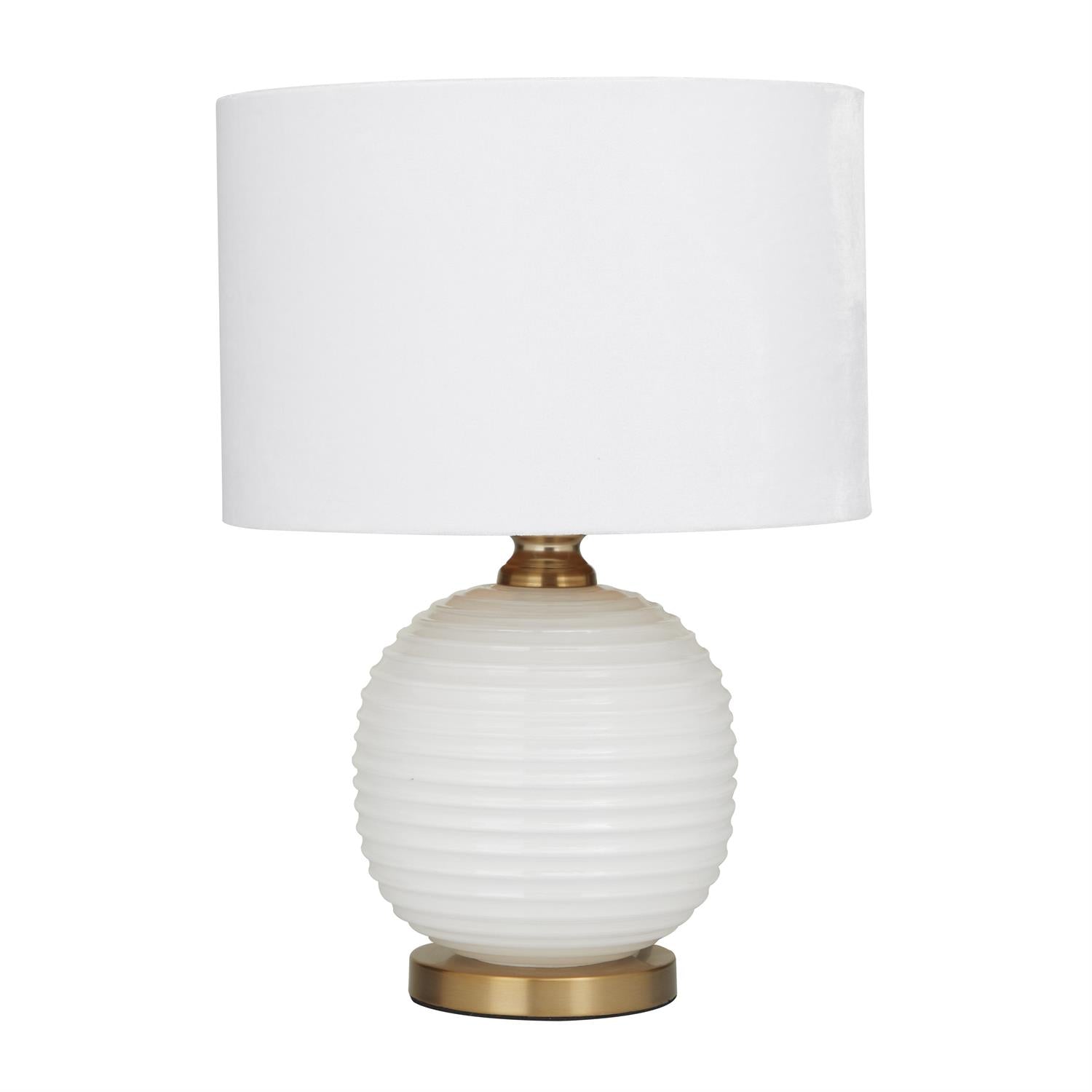 White Glass Ribbed Table Lamp