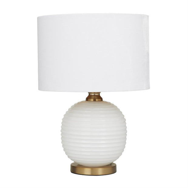 White Glass Ribbed Table Lamp