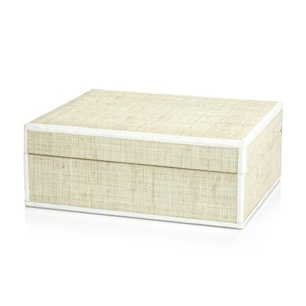 Atelier Natural Fiber Raffia Box w/ Leather Trim