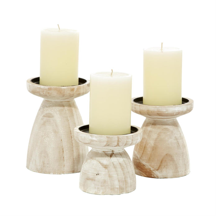 Wooden Pillar Candle Holder