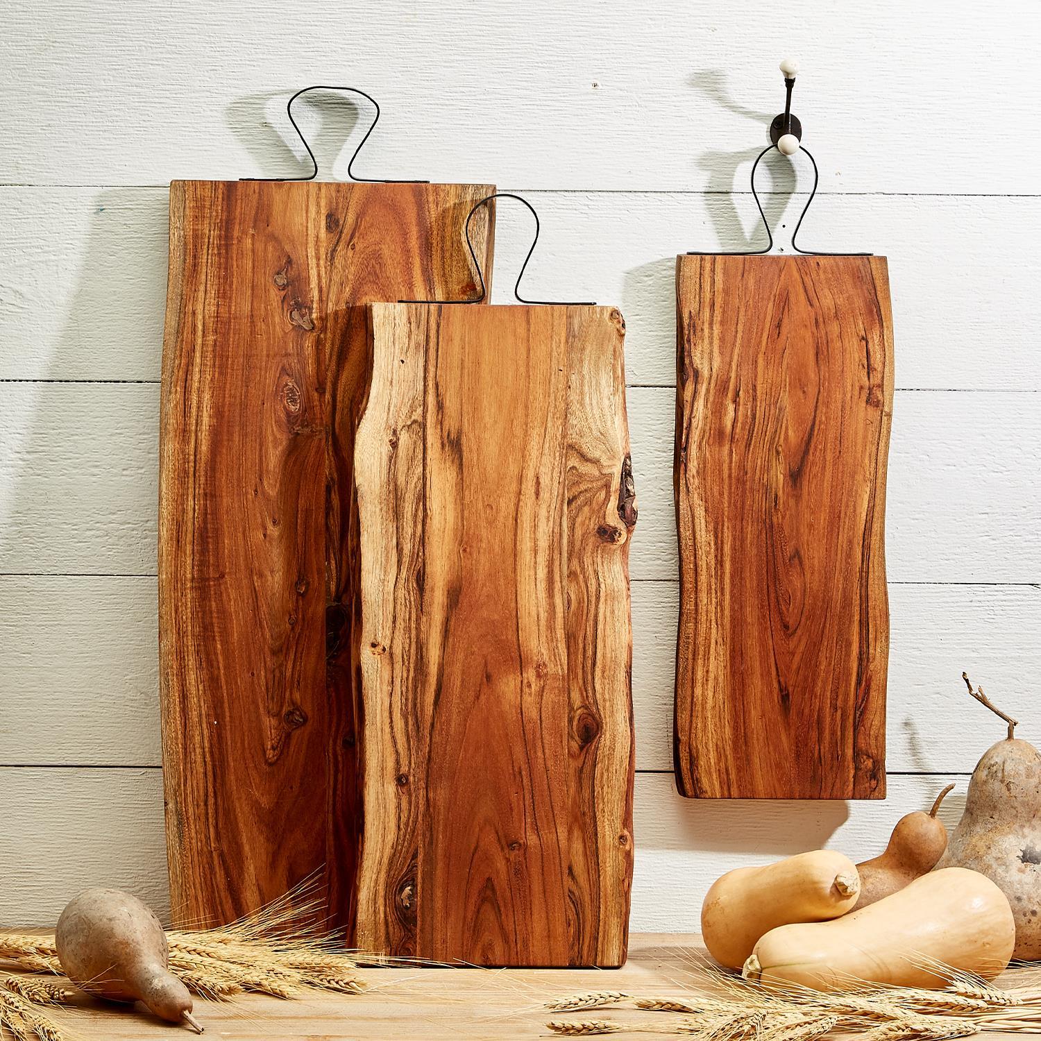 Acacia Wood Serving Board with Iron