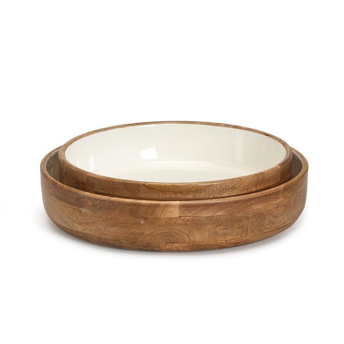 Round Wood Pedestal Bowl