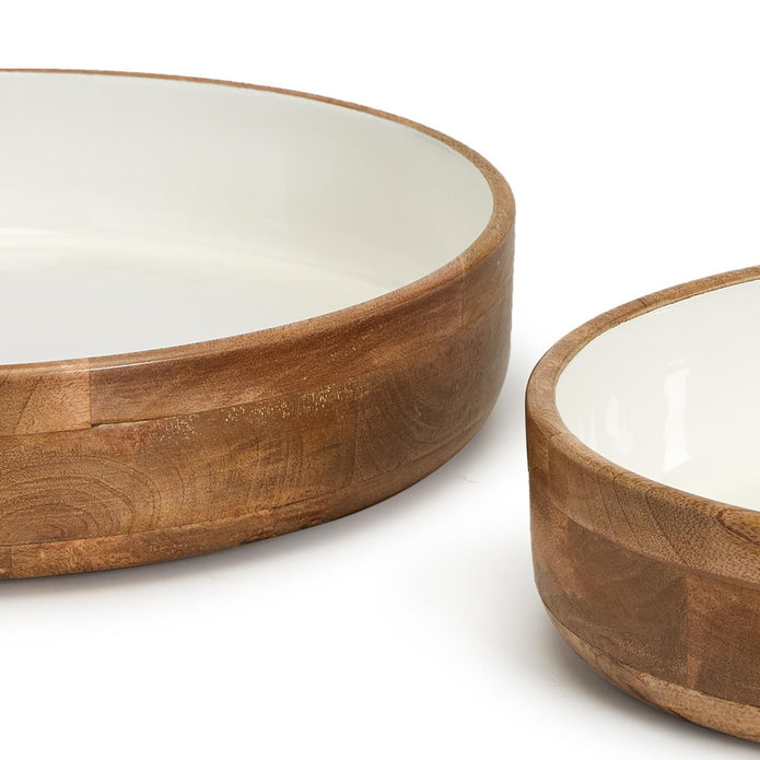 Round Wood Pedestal Bowl