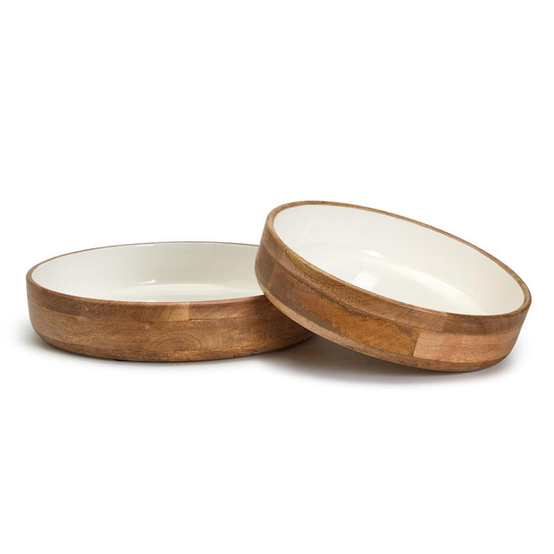 Round Wood Pedestal Bowl