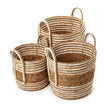 Woven Water Hyacinth and Cotton Basket
