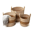 Woven Water Hyacinth and Cotton Basket