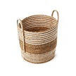 Woven Water Hyacinth and Cotton Basket