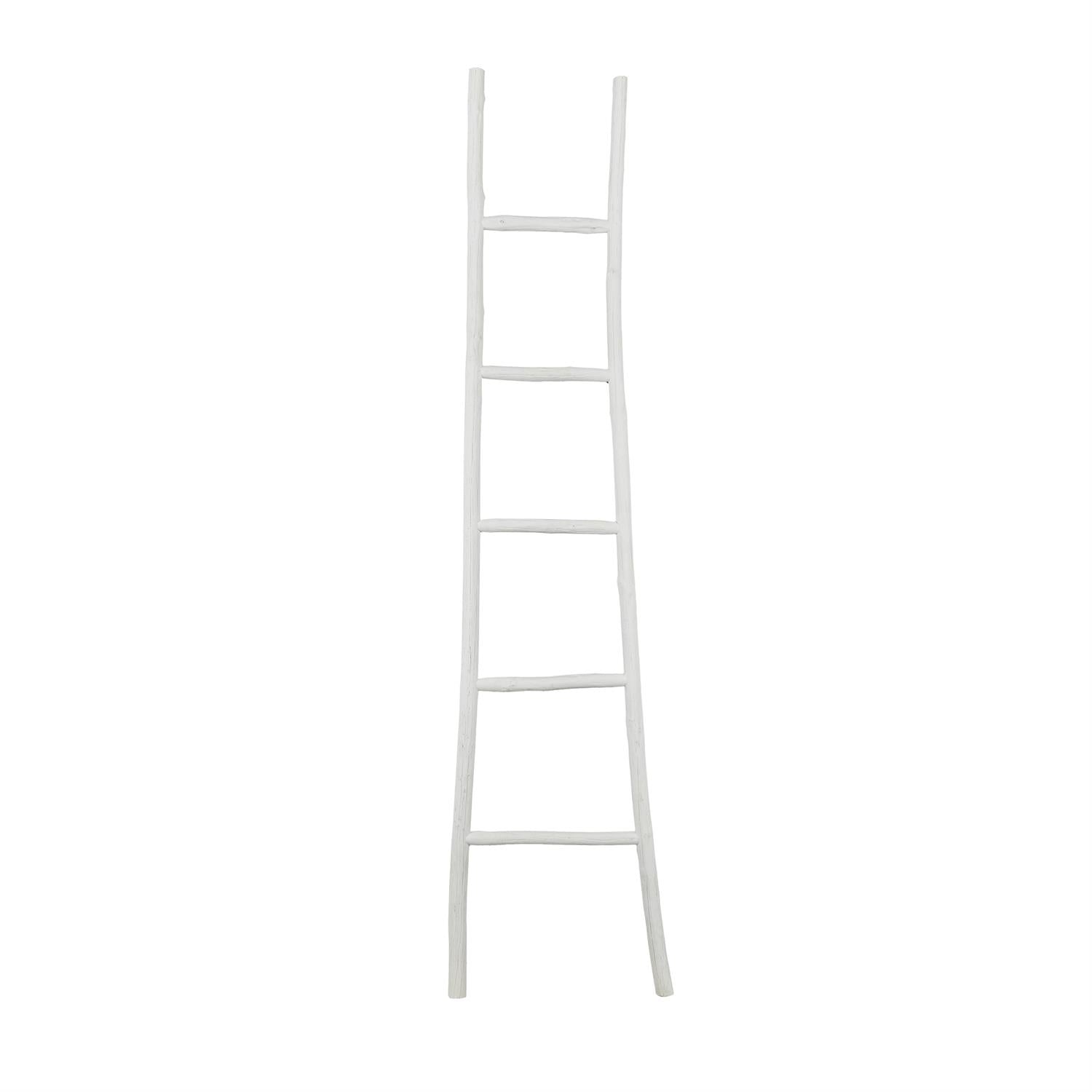White Wood Handmade Slanted Decorative Ladder