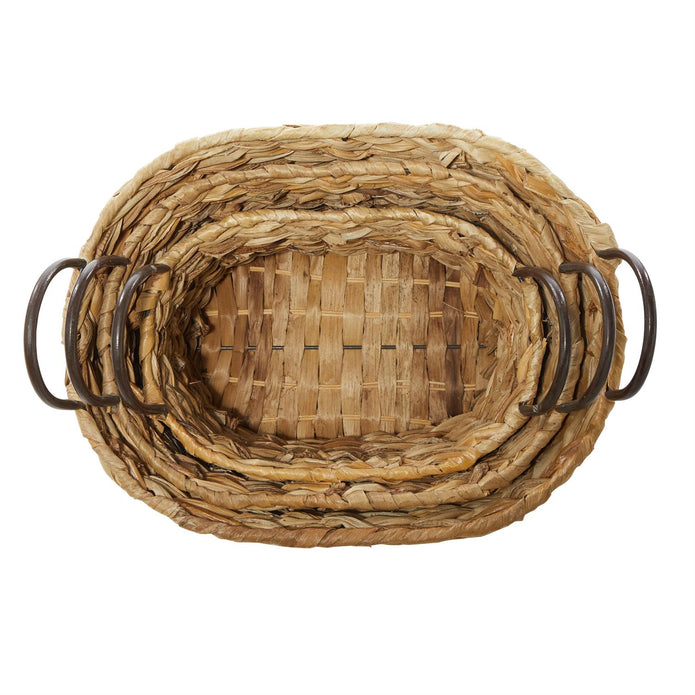 Brown Storage Basket with Metal Handle