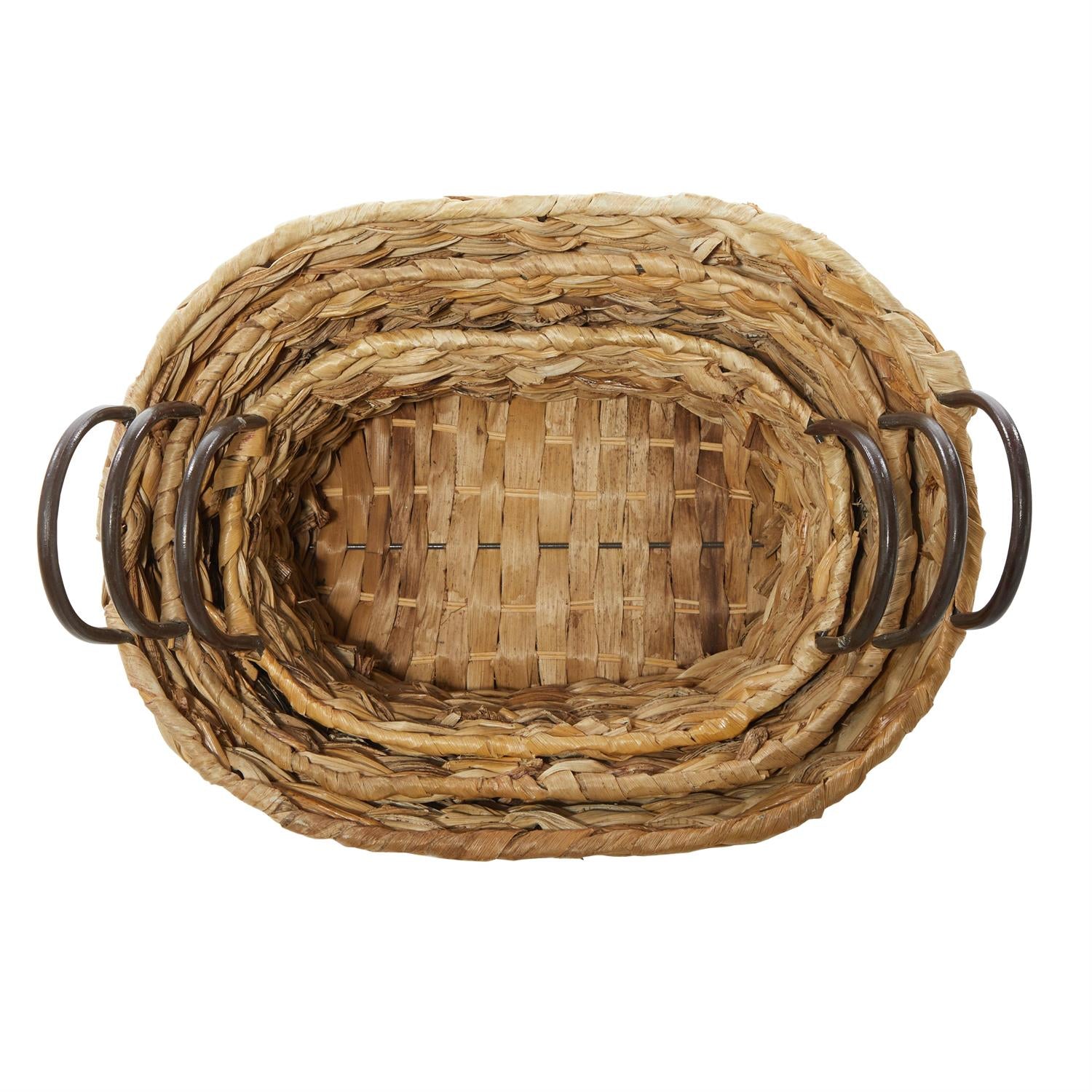 Brown Storage Basket with Metal Handle