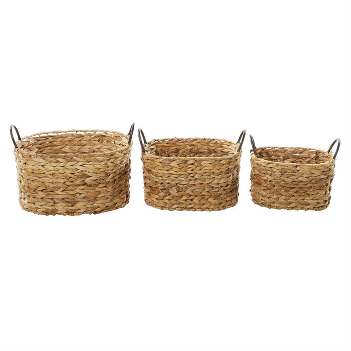 Brown Storage Basket with Metal Handle