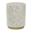 White Mother of Pearl Shell Geometric Accent Table