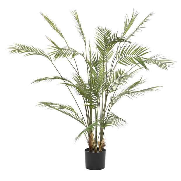 Green Faux Foliage Kwai Palm in Black Round Pot – Indoor/Outdoor Artificial Plant