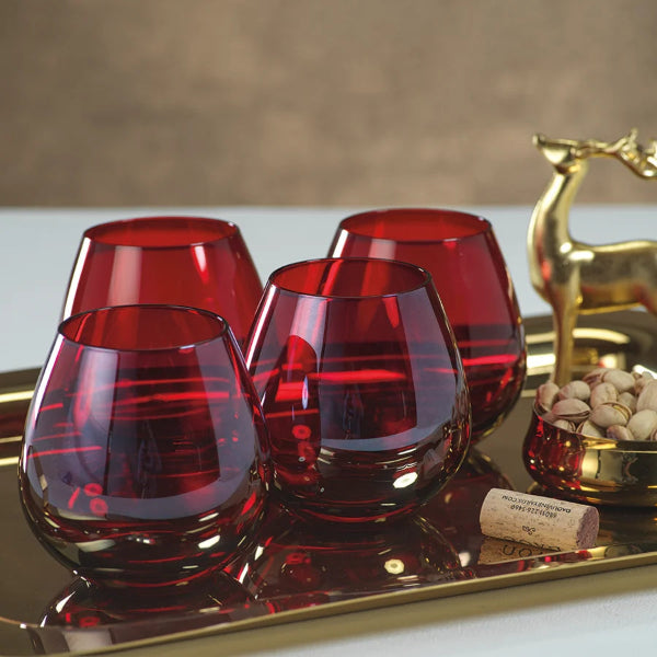 Luster Red Stemless All Purpose Glass