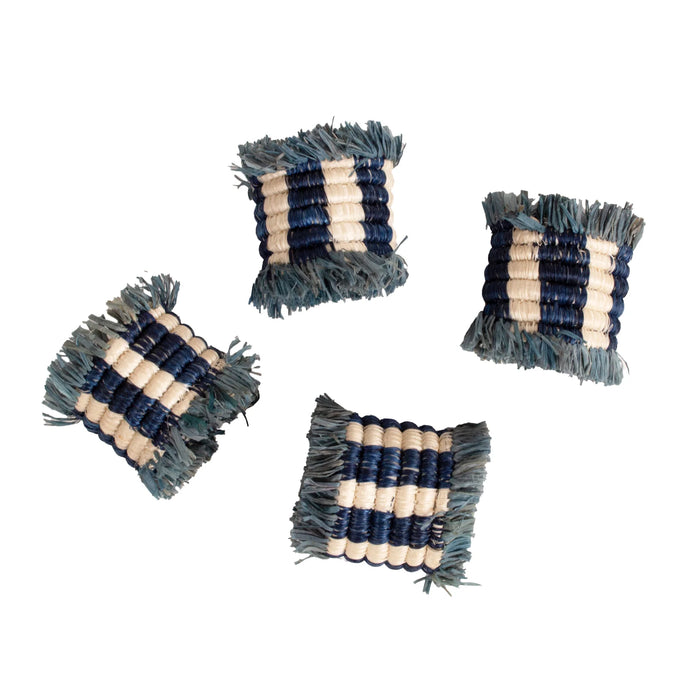 Coastal Napkin Rings - Blue Fringe, Set of 4