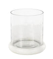 Glass Pillar Decorative Candle Holder with White Marble Base
