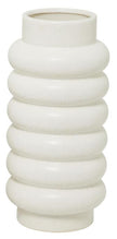 White Ceramic Vase with Stacked Ribbing