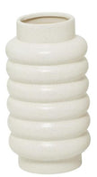 White Ceramic Vase with Stacked Ribbing