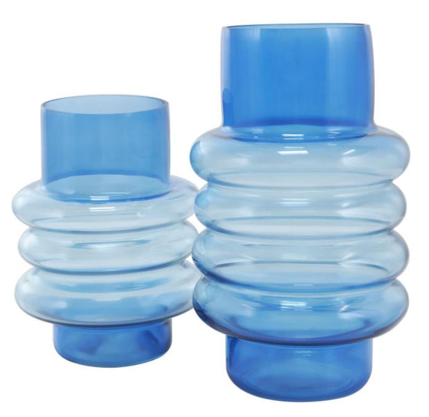 Blue Glass Ombre Bubble Decorative Vase