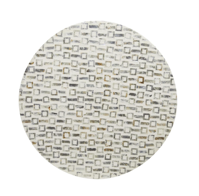 White Mother of Pearl Shell Geometric Accent Table