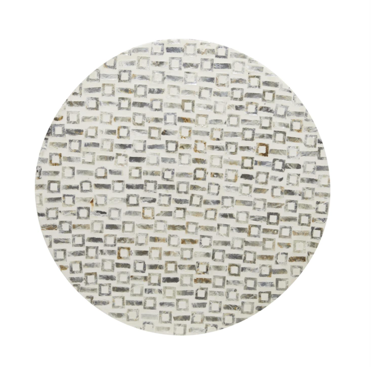 White Mother of Pearl Shell Geometric Accent Table