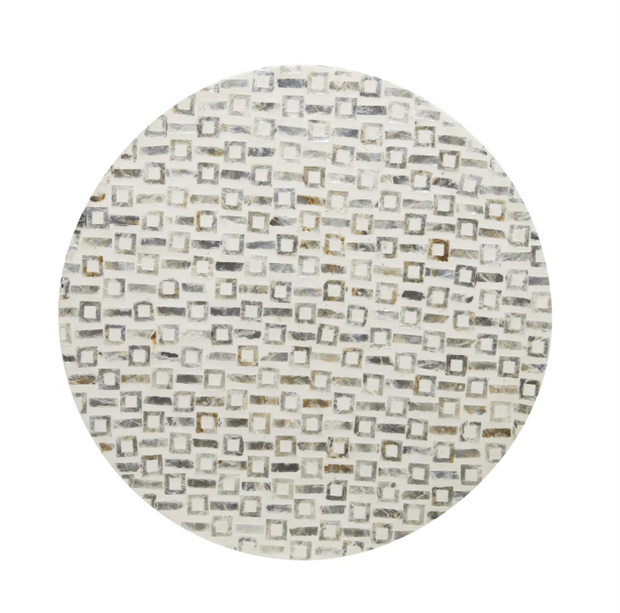 White Mother of Pearl Shell Geometric Accent Table