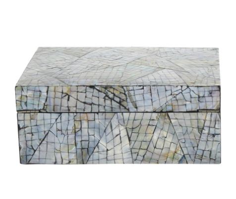 Multi-Colored Mother of Pearl Shell Abstract Handmade Mosaic Storage Decorative Box - Large