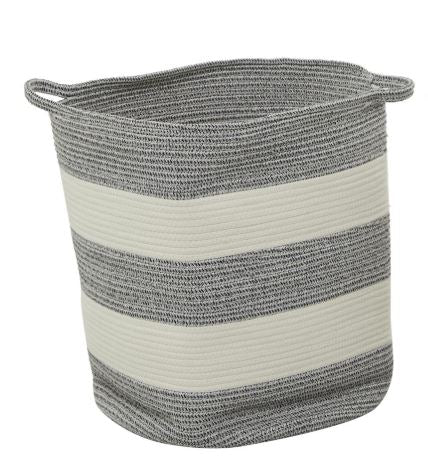 Grey Striped Homemande Basket - Large
