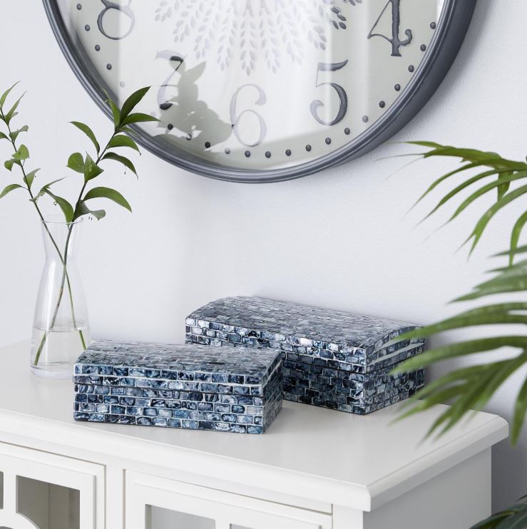 Blue Mother of Pearl Handmade Box - Large