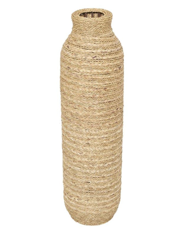 Brown Seagrass Handmade Slim Woven Tall Decorative Vase