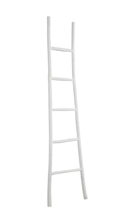 White Wood Handmade Slanted Decorative Ladder