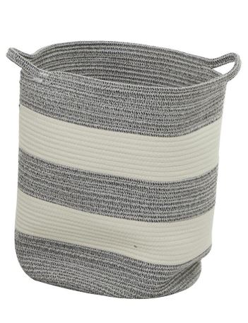 Grey Striped Homemande Basket - Small