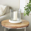 Glass Pillar Decorative Candle Holder with White Marble Base