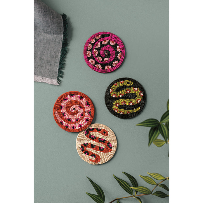 Gardenland Beaded Coasters – Set of 4