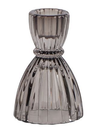 Olivia Tapered Candle Holder - Smoke Gray