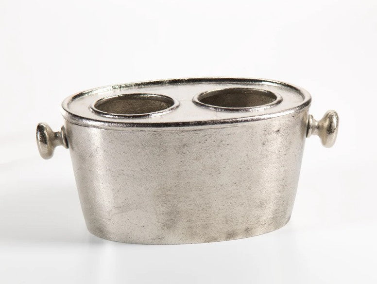 Raw Aluminum Two Bottle Wine Holder - Nickel