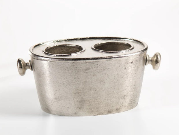 Raw Aluminum Two Bottle Wine Holder - Nickel