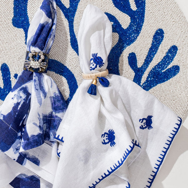 Blue Puka Shell Napkin Ring S/4
