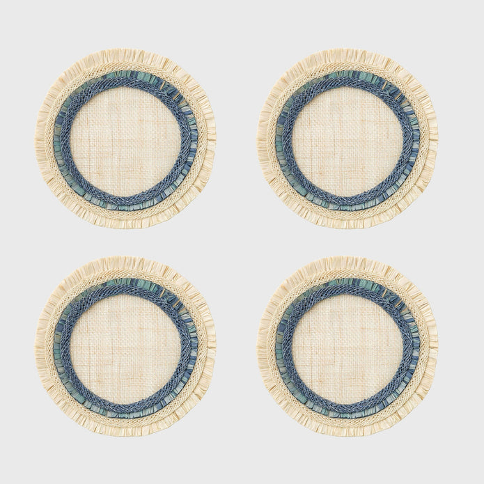 Ruffle Edge Straw Coasters Indigo