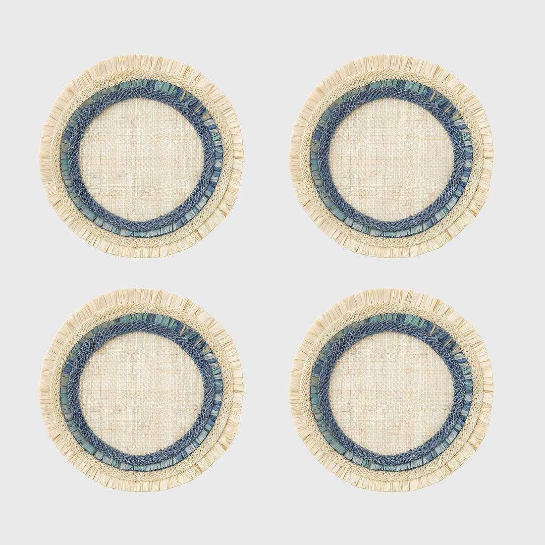 Ruffle Edge Straw Coasters Indigo
